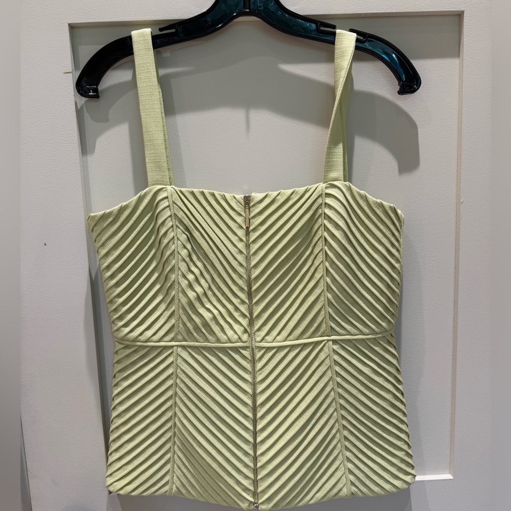 Alexis Textured Square-Neck Tank Top in Pale Lime